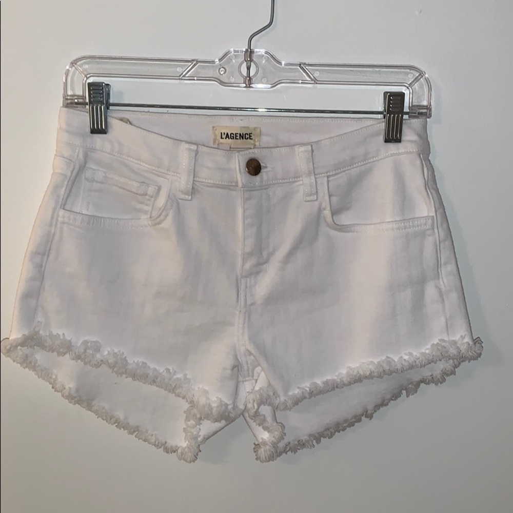 L’Agence white denim shorts